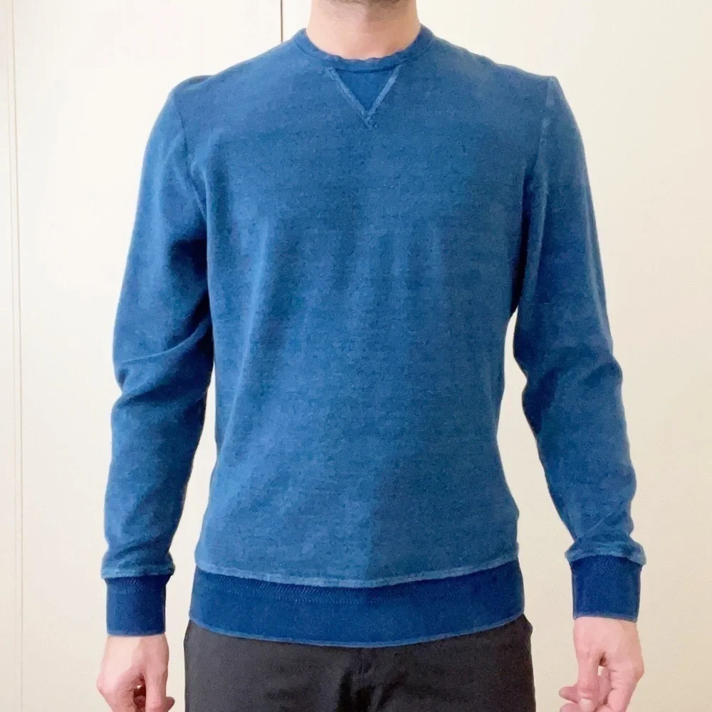 Orlebar Brown Pierce Terry Cloth Crewneck Sweater Blue Men’s Medium Slim